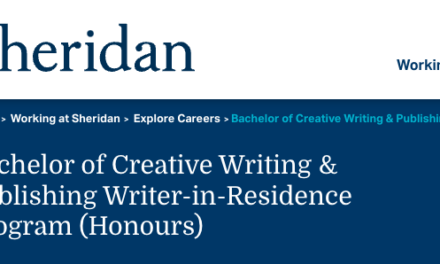 CALL: Sheridan College’s Honours Bachelor of Creative Writing & Publishing Writer-in-Residence Program